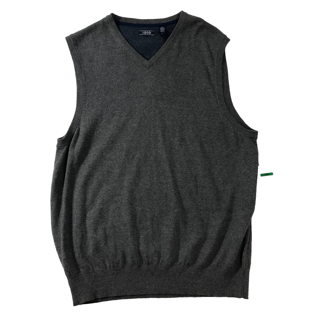 IZOD Sweater Vest Men's Large Dark Gray Heritage Essentials Grandpacore NWT